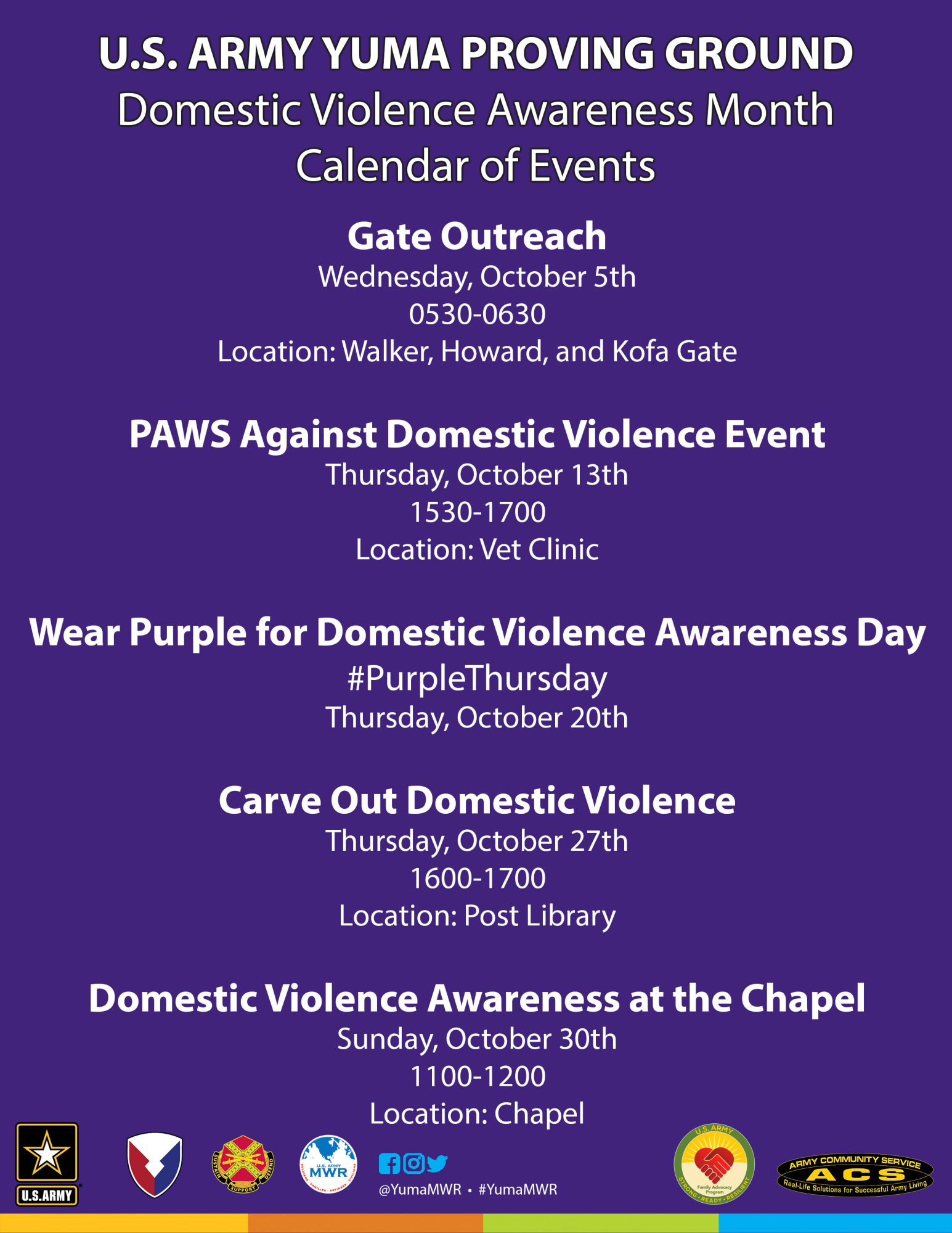 View Event :: Domestic Violence Awareness Month: Calendar of Events :: Yuma  Proving Ground :: US Army MWR